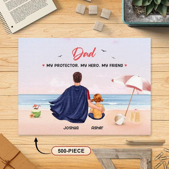 My Protector - Custom Name - Personalized Gifts For Dad - Jigsaw Puzzle from PrintKOK costs $ 36.99