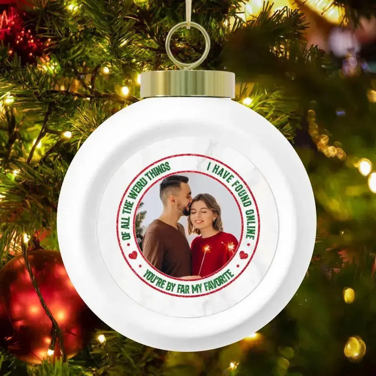 Of All The Weird Thing - Custom Photo -
 Personalized Gifts For Couples - Acrylic With Ribbon Ornament from PrintKOK costs $ 23.99