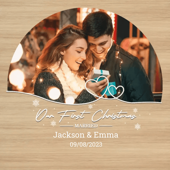 Our First Christmas - Custom Photo - Personalized Gifts For Couples - Glass Ornament from PrintKOK costs $ 26.99