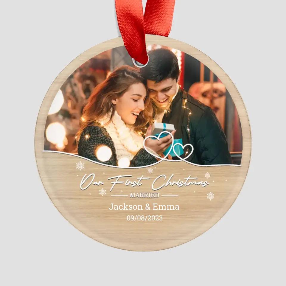 Our First Christmas - Custom Photo - Personalized Gifts For Couples - Glass Ornament from PrintKOK costs $ 23.99