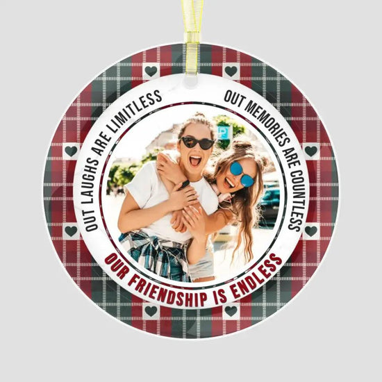 Our laughs are limitless - Custom Photo - Personalized Gifts For Besties - Metal Ornament from PrintKOK costs $ 26.99