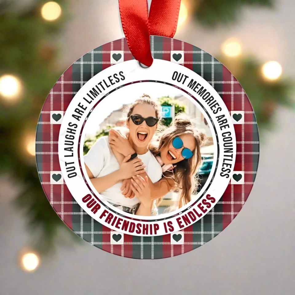 Our laughs are limitless - Custom Photo - Personalized Gifts For Besties - Metal Ornament from PrintKOK costs $ 23.99
