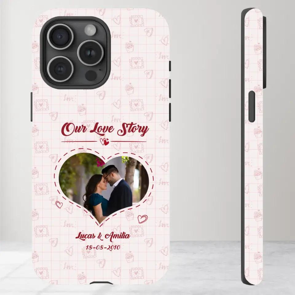 Our Love Story - Personalized Gifts for Couples - iPhone Tough Phone Case from PrintKOK costs $ 29.99