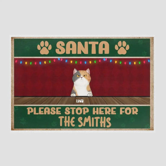 Santa Please Stop Here For - Custom Name - Personalized Gifts For Cat Lovers - Area Rug from PrintKOK costs $ 157.99