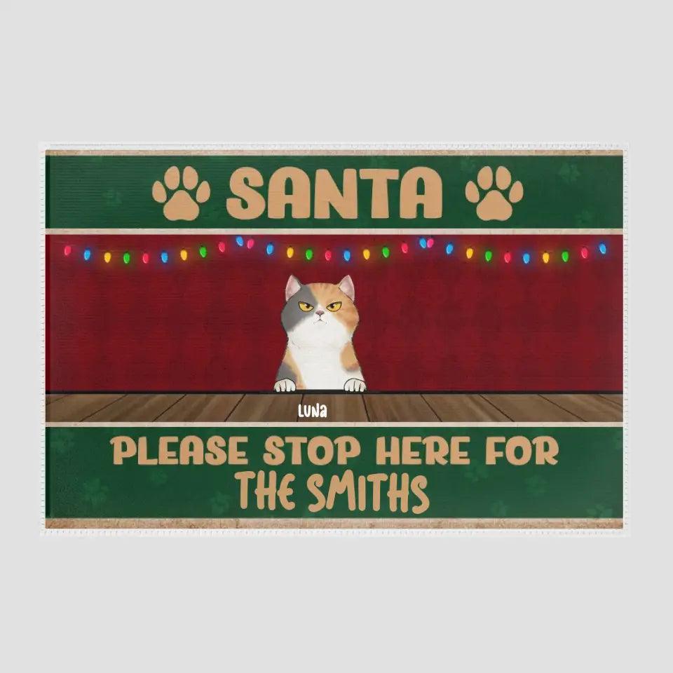 Santa Please Stop Here For - Custom Name - Personalized Gifts For Cat Lovers - Area Rug from PrintKOK costs $ 101.99