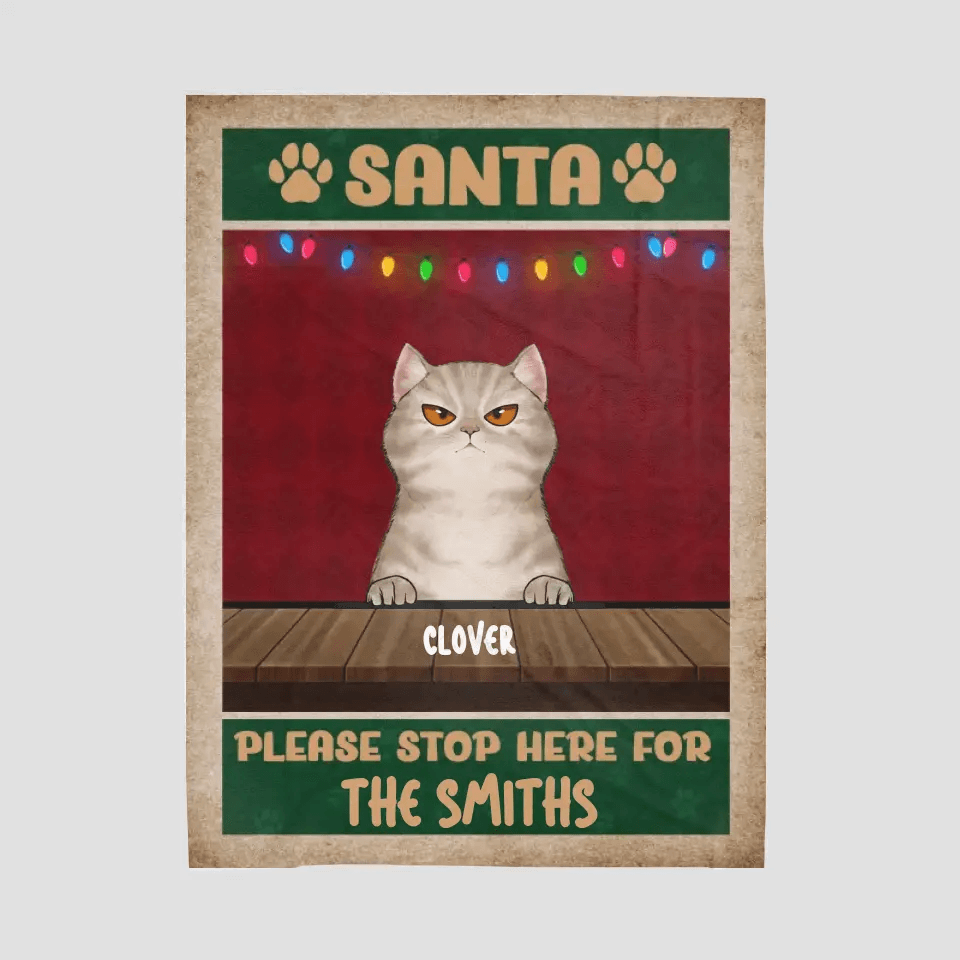 Santa Please Stop Here For - Custom Name - Personalized Gifts For Cat Lovers - Area Rug from PrintKOK costs $ 47.99