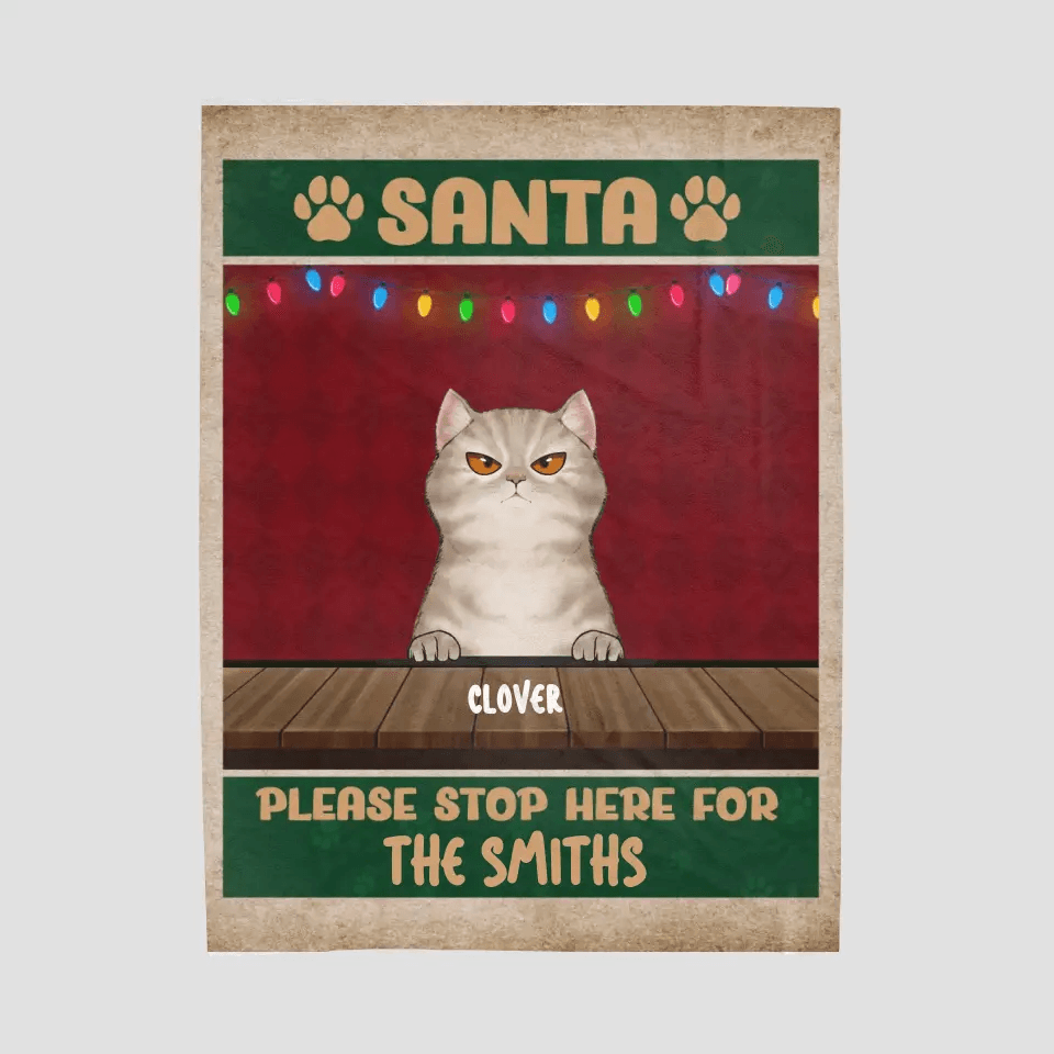 Santa Please Stop Here For - Custom Name - Personalized Gifts For Cat Lovers - Area Rug from PrintKOK costs $ 64.99