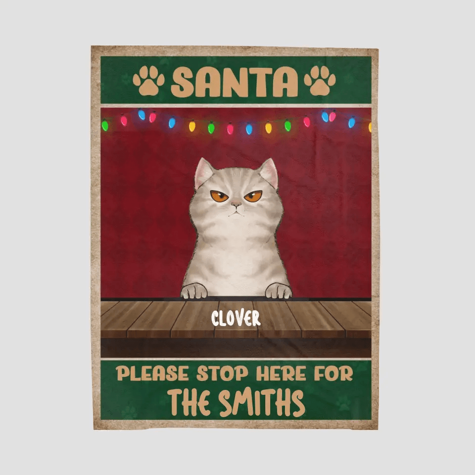Santa Please Stop Here For - Custom Name - Personalized Gifts For Cat Lovers - Area Rug from PrintKOK costs $ 76.99