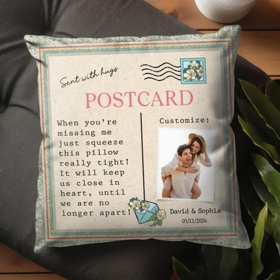 Sent With Hugs - Custom Photo - Personalized Gifts For Couple - Pillow from PrintKOK costs $ 38.99
