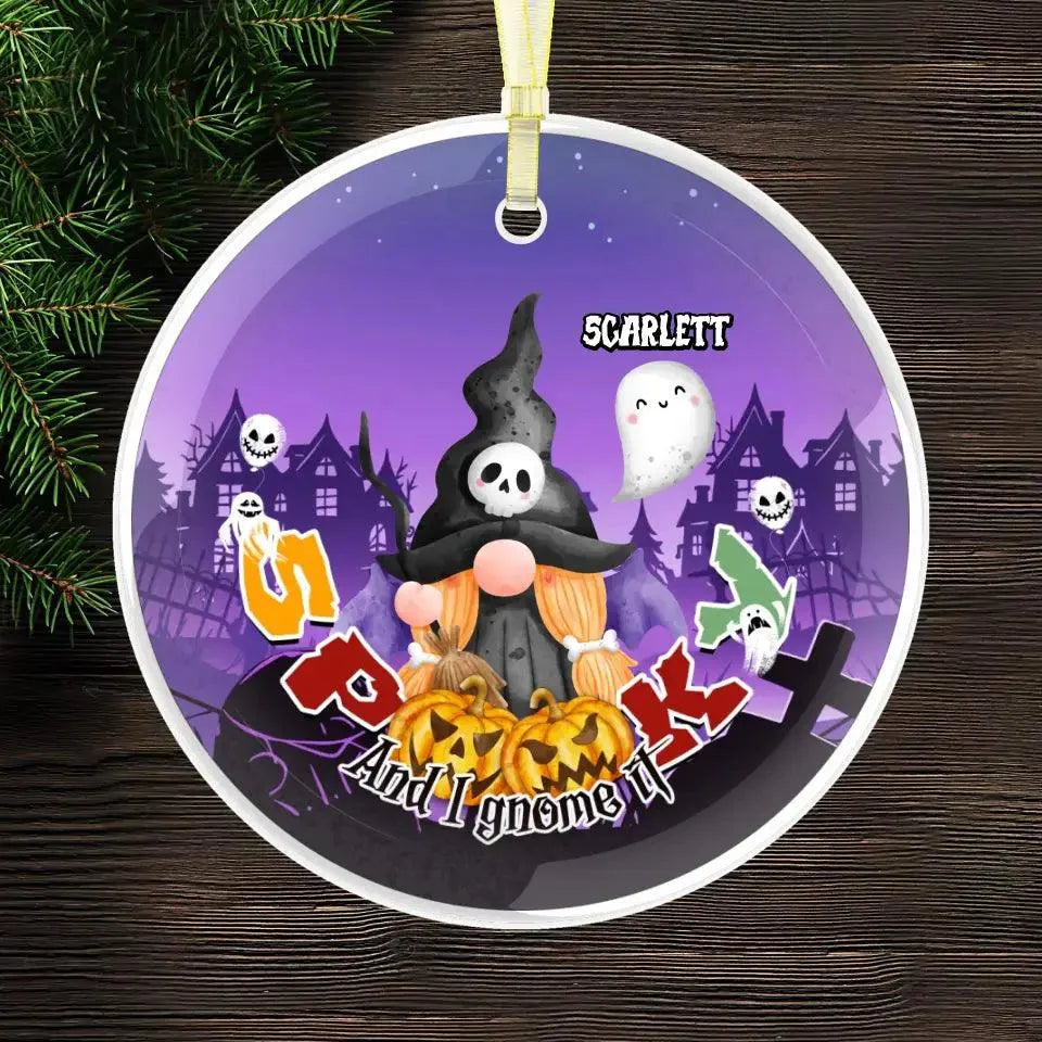 Spooky And I Gnome It - Custom Name - Personalized Gifts For Family - Ceramic Ornament from PrintKOK costs $ 23.99