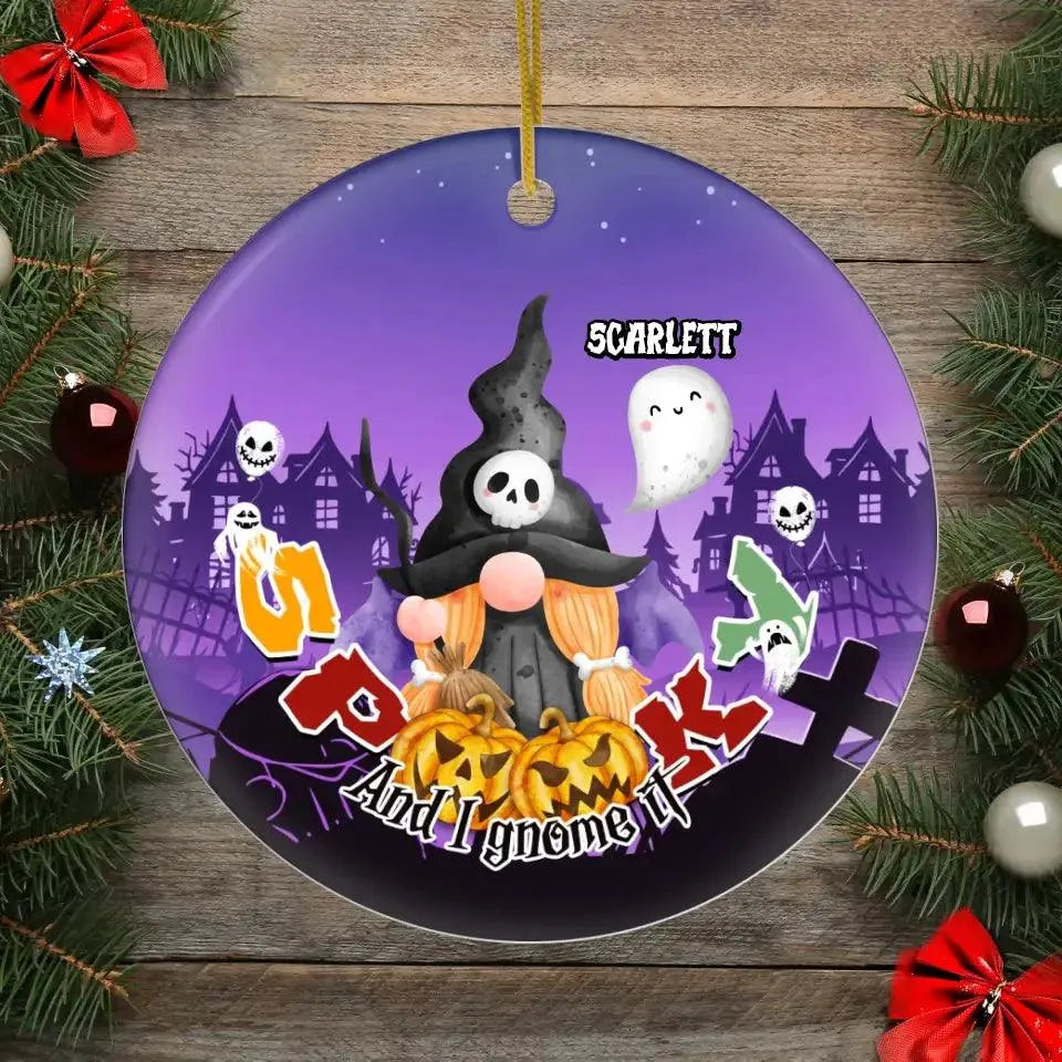 Spooky And I Gnome It - Custom Name - Personalized Gifts For Family - Ceramic Ornament from PrintKOK costs $ 23.99