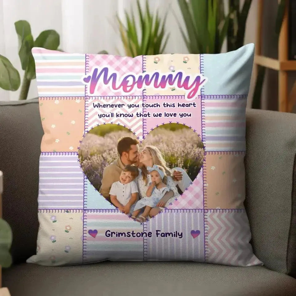 Touch This Heart Mommy - Custom Photo - Personalized Gifts For Mom - Pillow from PrintKOK costs $ 41.99