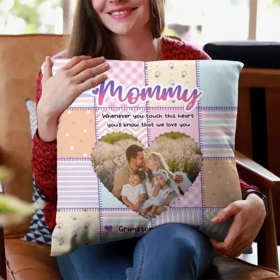 Touch This Heart Mommy - Custom Photo - Personalized Gifts For Mom - Pillow from PrintKOK costs $ 38.99