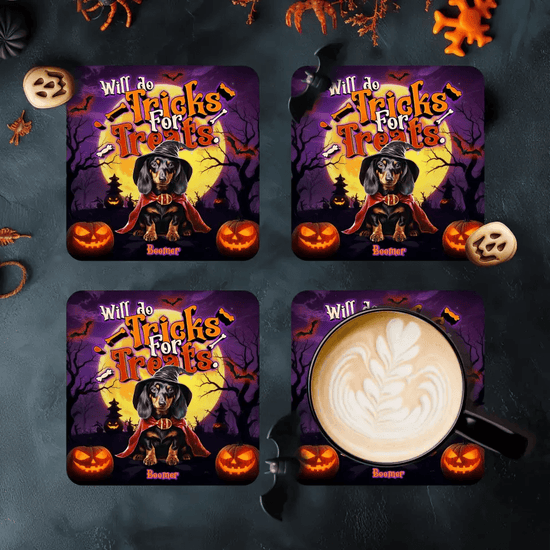 Tricks For Treats - Custom Name - Personalized Gifts For Dog Lovers - Coaster from PrintKOK costs $ 28.99