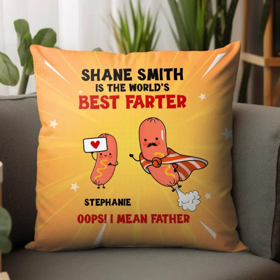World's Best Farter - Personalized Gifts For Dad - Pillow from PrintKOK costs $ 39.99