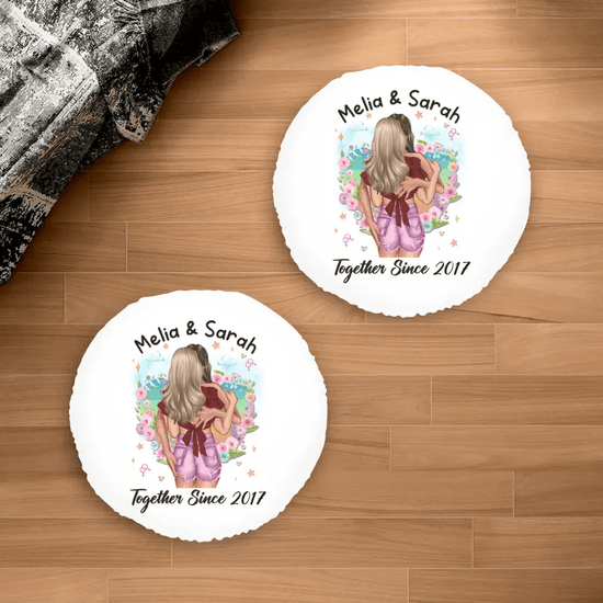 Embrace love and individuality with a personalized round cushion, specially crafted for a gay couple's Valentine's or anniversary.