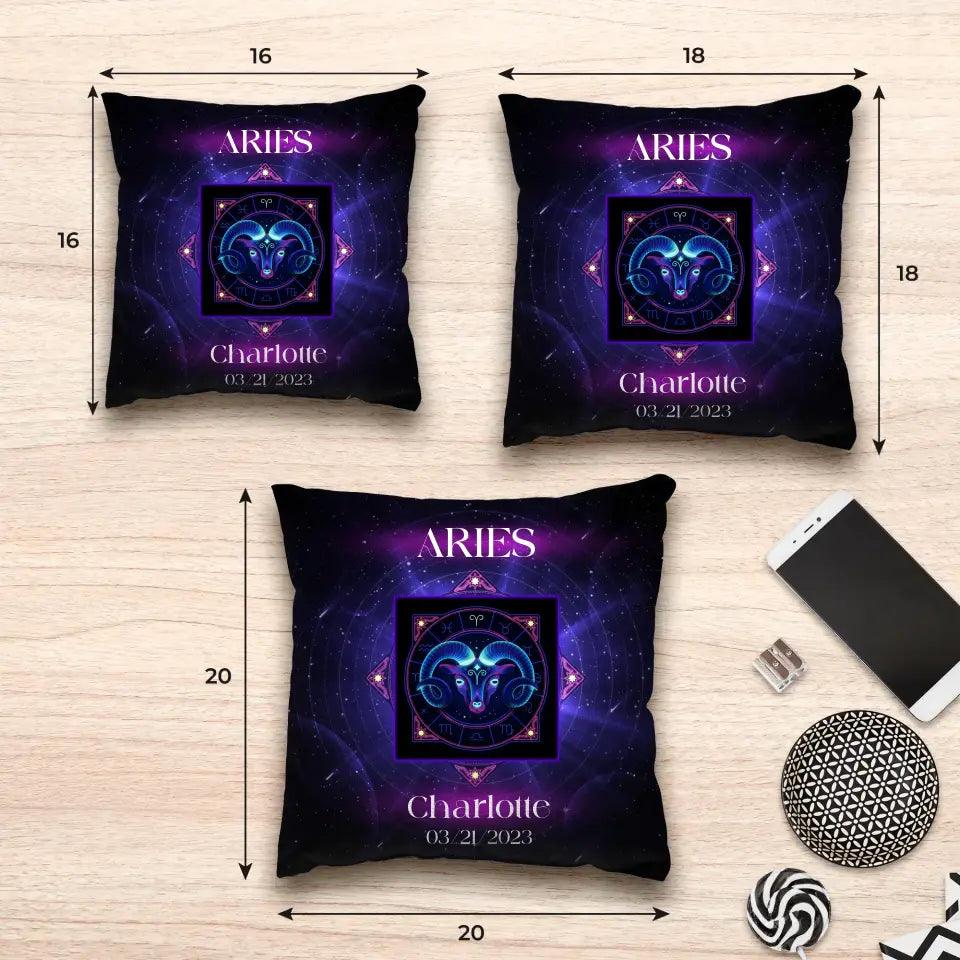 Zodiac Neon Galaxy - Custom Zodiac - 
 Personalized Gifts For Her - Pillow from PrintKOK costs $ 38.99