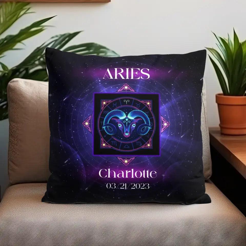 Zodiac Neon Galaxy - Custom Zodiac - 
 Personalized Gifts For Her - Pillow from PrintKOK costs $ 38.99
