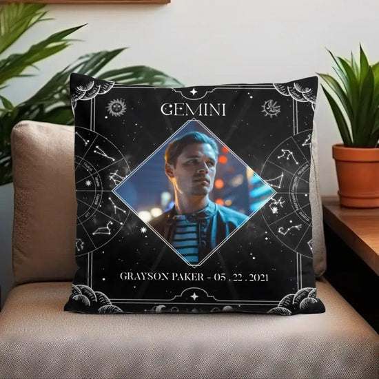Zodiac Sign Birthday Gift - Custom Photo - 
 Personalized Gifts For Him - Pillow from PrintKOK costs $ 38.99