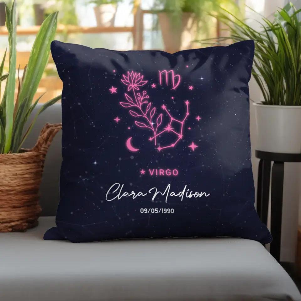Zodiac Signs With Flowers - Custom Zodiac - Personalized Gifts For Her - Pillow from PrintKOK costs $ 39.99