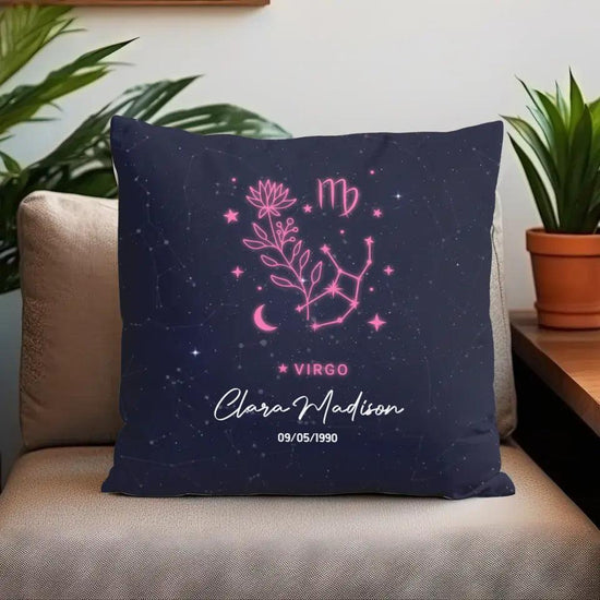 Zodiac Signs With Flowers - Custom Zodiac - Personalized Gifts For Her - Pillow from PrintKOK costs $ 38.99